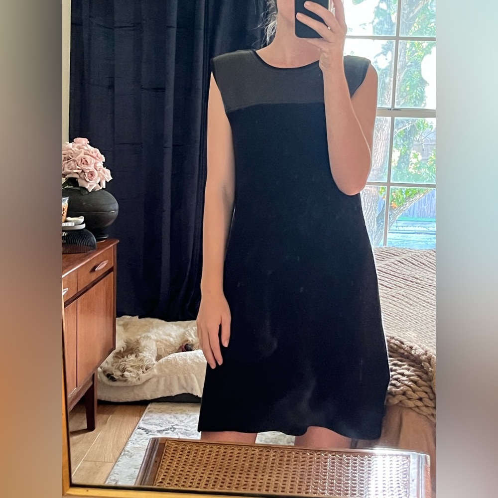 Chloe black knit and lambskin dress